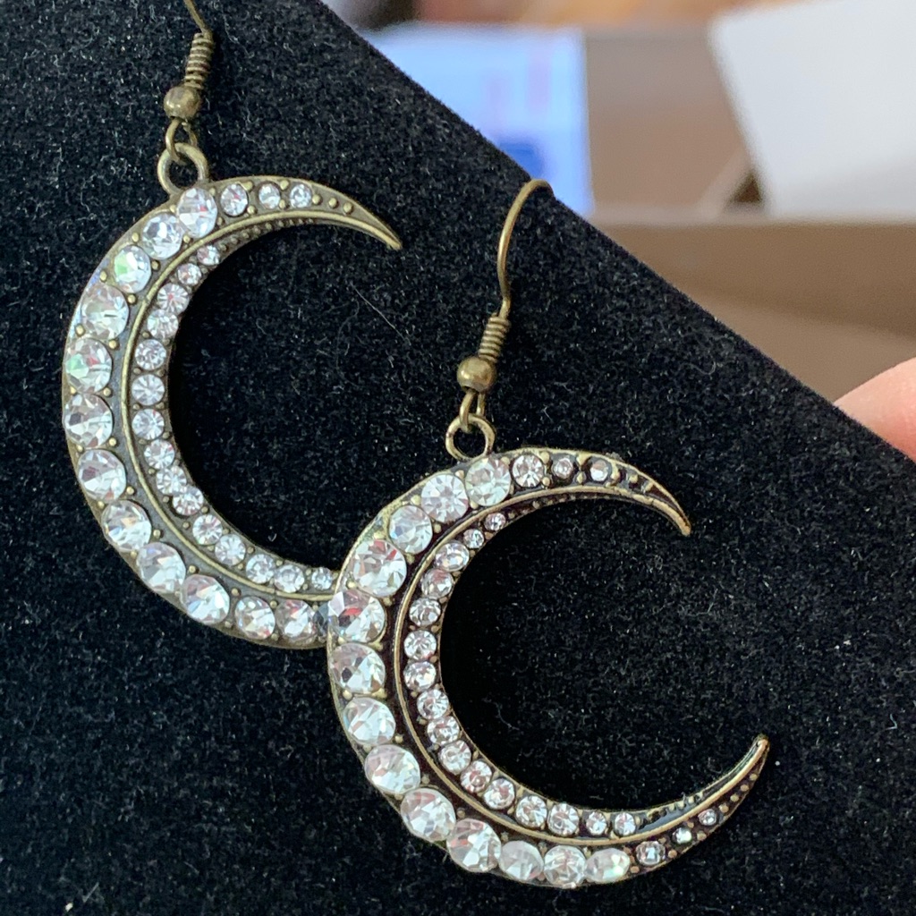 Crystal Crescent Moon Earrings